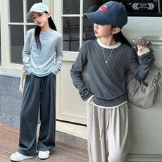 女童條紋長袖T恤 - 修身兒童針織打底衫