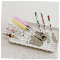 세라믹 버터나이프 꽃무늬 스프레더 잼칼 디저트나이프 홈카페 티타임 테이블웨어, 1개, 버터나이프 BN006 (원형 플라워2)