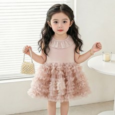 女童背心裙2026夏季新款高級蓬蓬連衣裙洋氣女寶包週歲禮服公主裙