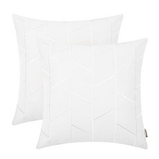 BRAWARM 인조 가죽 베개 커버 30.5 x 50.8cm12 20인치 그레이 요추 2팩 기하학적 자수 장식 쿠션 거실 소파 침대 가정용 184203, 화이트 - 기하학 - a