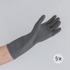백화상점 천연 라텍스 고무장갑 5개입, 딥그레이, 중(M)