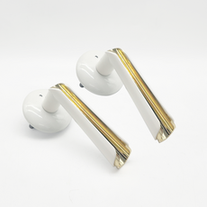 [방문손잡이] 레버형 디자인 예쁜 4컬러 TP174 라인 화이트/골드, 1개