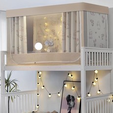 大學生宿舍蚊帳 2024新款窗簾一體式 寢室上下鋪專用 全封閉遮光防風 防空調直吹, 鈴蘭兔子【強遮光-五面遮光】,【宽90长190高110】烤漆支架