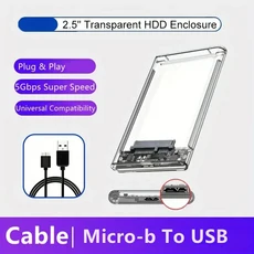 2.5인치 투명 모바일 외장 하드 드라이브 케이스 SATA to USB 3.0/Type C 박스 인클로저 5Gbps 공구 없이, 02 Micro B-USB A