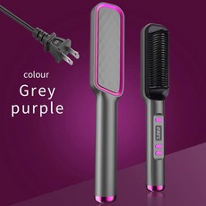 빗고데기 헤어 브러시 전기 다리미 스트레이트닝 다기 러 빗 드라이어 스트레이트너 플랫, G Y rple US