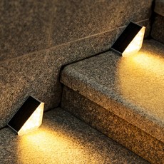 HK.sell 스텝 태양광 센서 라이트 무선 계단 벽부등 2개, 그레이, 1세트, 센서등