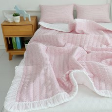 바숨 시어서커 여름이불, 심플라인 핑크