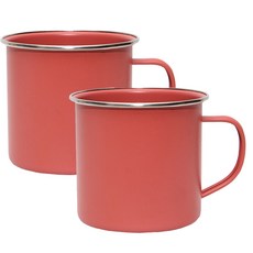 하우스홈 캠핑법랑머그(4Color) 머그컵 2P, 오렌지16oz (473ml) 2P
