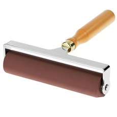 QWORK 15.2cm(6인치) 부드러운 고무 롤러 브레이어 미끄럼 방지 테이프 및 판화 도구용 브라운, QWORK 15.2cm(6인치) 부드러운 고무 롤러 브