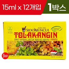 (251216-01) 인도네시아 똘락앙인 TolakAngin 액상 차 180g 1박스 생강 민트 꿀 허브 시럽, 똘락망인 (12EA*15ml), 180ml