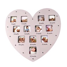 QDY 빛을 가진 아기 1년 달 구조 생일 유아 신생아를 위한 기억 그림 구조를 성장시키는 아이, ABS, 분홍색