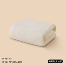 成人吸水速幹浴巾 柔軟不掉毛 大號沙灘巾, 1個, 奶白,140*70+A類國標常規款, 奶白, 浴巾+毛巾2
