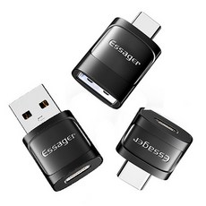 Essager USB3.0 A타입 to C타입 OTG 변환 젠더 C타입 to 5핀 마이크로 to C타입 OTG 젠더 3개입, 3개, 은색, 11.5cm