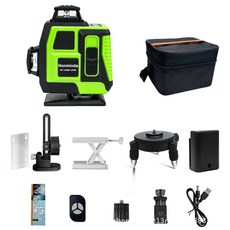 【台灣出貨 開立發票】紅外綫水平儀超亮綠光16綫高精度全自動調平戶內外貼地儀可調粗細, 1個, 16-009-31