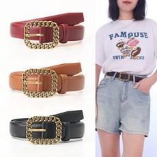 復古簡約鏈條方扣女士腰帶 時尚百搭連衣裙大衣裝飾腰帶