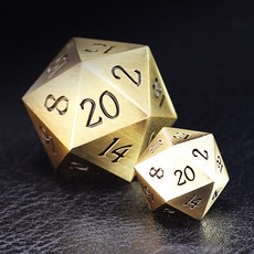 D20 20면 금속 주사위 컬러 볼 드래곤과 던전 보드 게임, 전기도금된 황동 1개(20mm s)