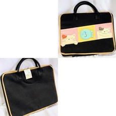 泡泡喵拼布 電腦包 A4 鋪棉 防震 防水裡布 公事包 平板 手工拼布 收納 貓咪 KOKOCAT, 黑色, 1個