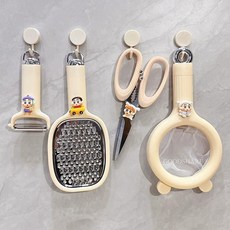 小新の雜貨鋪 家用不銹鋼削皮刀廚房工具套裝 高顏值可愛卡通蠟筆小新剪刀擦絲器, 刀擦絲器剪刀過濾器 白葵系列【送小圓鉤】,優質款, 1個