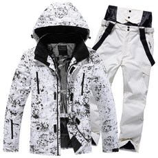 스노우보드 복 남자여자공용 방수 방풍 야외 남여공용 보드, 화이트잉크워시+아이보리화이트, 1개