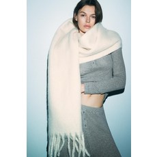 [국내발송] 자라 ZARA 프린지 플레인 머플러 - 크림