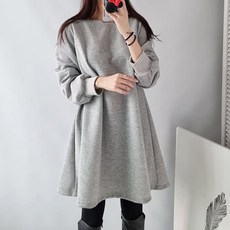 마이쏭 겨울원피스 기모 도톰 따뜻한 미디엄원피스 롱티 라인후레아하프원피스(기모)