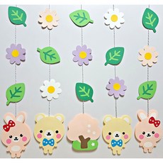 봄모빌 토끼모빌 곰모빌 어린이집 유치원 환경구성 게시판 새학기 교실꾸미기 양면 DIY 5줄