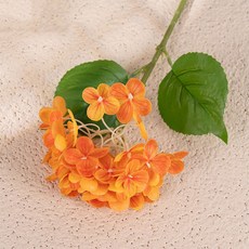 仿真繡球花 12cm花頭 40cm花梗 居家裝飾花卉, 1個, 橘色