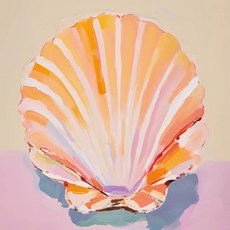 블루 핑크 웨이브 해변 일몰 야자수 쉘 풍경 아트 포스터 캔버스, 9. 8