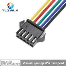 10PCS JST SM 23456 핀 2.54MM 플러그 남성여성 와이어 커넥터 케이블 피그 LED 연결 라인 20cm 길이, 5Pin Female