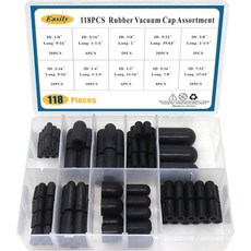 118개 진공 캡 모음 10사이즈 고무 키트 플러그 호스 엔드 카뷰레터 매니폴드 자동차용 316 516 732 14 532 38 12 58, 118개 진공 캡 모음 10사이즈 고무 키트 플러그 호