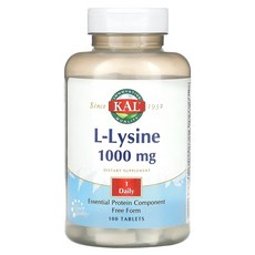 KAL 칼 L-라이신 1 000mg 100정 보충제, KAL 칼 L-라이신 1,000mg 100정 보충제