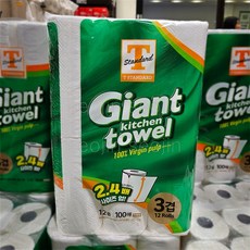 자이언트 키친타월 3겹, 12개, 100매입