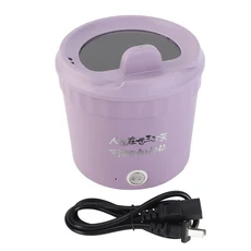 450W 전기솥 핫팟 빠른 면요리기 미니 1.2L 라면 계란 파스타 만두 수프 죽 논스틱, 02 purple US 110V