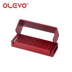 30 홀 치과 Burs 홀더 소독 블록 알루미늄 FG RA 버 보관 상자 청소 스탠드 Autoclavable Sterilizer Case, Red, 1개