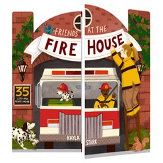 (영문도서) Friends at the Firehouse: Double Booked: 35 Lift-The-Flaps Inside! (Firefighter Board Books; Firetru... Hardcover, Chronicle Books