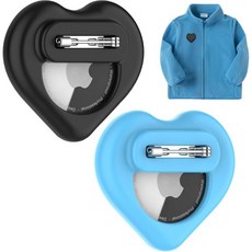 아이태그용 어린이용 DDJ 홀더 2개 세트 은폐형 실리콘 케이스 애플 아이태그 1세대 및 2세대용 투명 핀 포함 분실 방지 어린이노인의류백팩용 검정색핑크색, Black/Blue