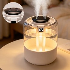 Purbliss 무선 탁상용 가습기 4구 분사 대용량 무드등 저소음 초음파 사무실 책상용 미니 가정용 가습기, 화이트, J13