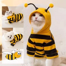 림401 강아지 고양이 꿀벌옷 후드티 하네스, 공통, 1개