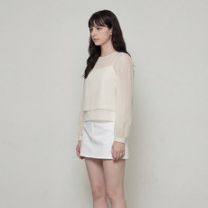 S~XL 여성 하객룩 데이트룩 레이어드 뷔스티에 긴팔 블라우스 나시 세트 빅사이즈