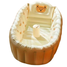 맘스픽 프리미엄 유아용 소프트욕조 접이식, 브라운 곰