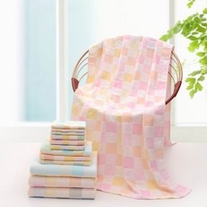 純棉雙層紗布大浴巾 嬰幼兒童蓋巾, 1個, 兩層彩格款粉色,70*140cm成人款, 兩層彩格款粉色, 70*140cm成人款