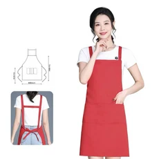 주방 민소매 허리 앞치마 폴리에스테르 작업복 셰프 베이킹 바베큐 홈 레스토랑 남녀공용 보호복 도구, 04 red