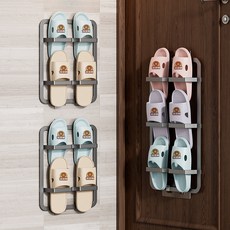 新款免打孔拖鞋收納架拖鞋架門后壁掛通風瀝水拖鞋架居家生活用品浴室收納廚房收納居家收納置物架收納架, 灰色,5層, 1個