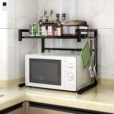 사이즈조절 수납대 주방정리 조립식 선반 길이조절 전자레인지 튼튼한 30436pc 1(ea), 검정