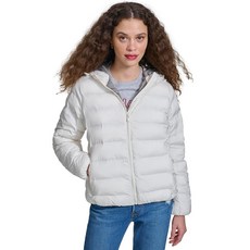 Champion 여성용 퀼트 코트 패커블 후드 패딩 재킷 담배