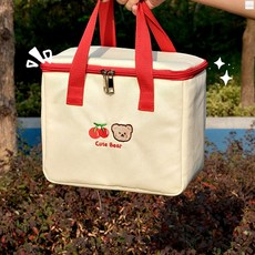 지퍼형 도시락 골프장 가방 사각 1개, 아이보리레드