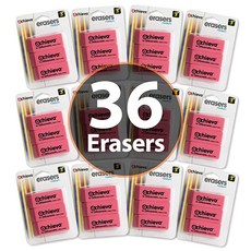 Achieva 36팩 핑크 지우개 - 프리미엄 품질 얼룩 방지 내구성 - 학생 아티스트 및 사무실 근로자에게 이상적 - 무독성 라텍스 프리 고무 컴파운드, Achieva 36팩 핑크 지우개 - 프리미엄 품질,