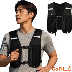 고핏 초경량 남녀공용 트레일 러닝 베스트 조끼, 1개, 블랙