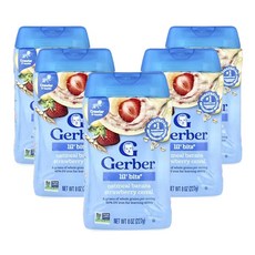 거버 아기용 시리얼 곡물 및 성장 8개월 이상 오트밀 8온스, 5개, 바나나 딸기, 227g