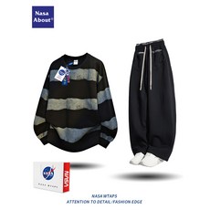 NASA 休閒運動套裝，男女春秋寬鬆衛衣兩件組